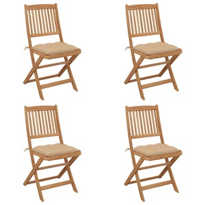 vidaXL, vidaXL Klappbare Gartenstühle 4 Stk. mit Kissen Massivholz Akazie, 