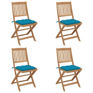 vidaXL, vidaXL Klappbare Gartenstühle 4 Stk. mit Kissen Massivholz Akazie, vidaXL Klappbare Gartenstühle 4 Stk. mit Kissen Massivholz Akazie