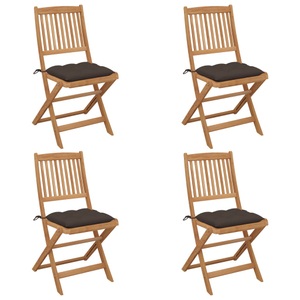 vidaXL, vidaXL Klappbare Gartenstühle 4 Stk. mit Kissen Massivholz Akazie, vidaXL Klappbare Gartenstühle 4 Stk. mit Kissen Massivholz Akazie