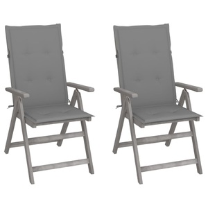 vidaXL, vidaXL Verstellbare Gartenstühle 2 Stk. mit Auflagen Massivholz Akazie