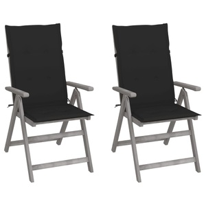 vidaXL, vidaXL Verstellbare Gartenstühle 2 Stk. mit Auflagen Massivholz Akazie, vidaXL Verstellbare Gartenstühle 2 Stk. mit Auflagen Massivholz Akazie