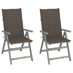 vidaXL, vidaXL Verstellbare Gartenstühle 2 Stk. mit Auflagen Massivholz Akazie