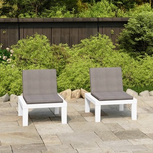 vidaXL, vidaXL Gartenstühle mit Auflagen 2 Stk. Kunststoff Weiß, vidaXL Gartenstühle mit Auflagen 2 Stk. Kunststoff Weiß