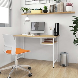 vidaXL, vidaXL Computertisch Weiß und Eiche Hell 105x55x72 cm MDF und Metall, 