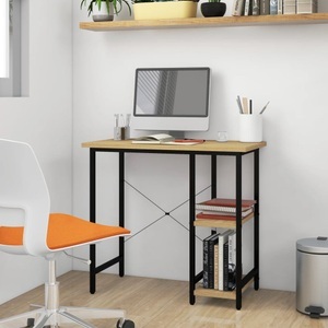 vidaXL, vidaXL Computertisch Schwarz und Eiche Hell 80x40x72 cm MDF und Metall, vidaXL Computertisch Schwarz und Eiche Hell 80x40x72 cm MDF und Metall