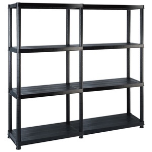 vidaXL, vidaXL Lagerregal mit 4 Böden Schwarz 122x30,5x130 cm Kunststoff, vidaXL Lagerregal mit 4 Böden Schwarz 122x30,5x130 cm Kunststoff