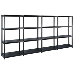 vidaXL, vidaXL Lagerregal mit 4 Böden Schwarz 244x30,5x130 cm Kunststoff, vidaXL Lagerregal mit 4 Böden Schwarz 244x30,5x130 cm Kunststoff