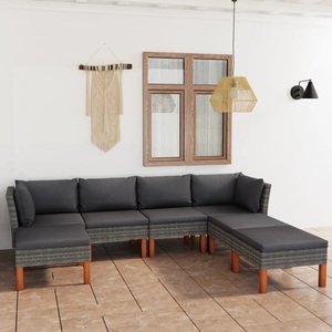 vidaXL, vidaXL 7-tlg. Garten-Lounge-Set mit Kissen Poly Rattan Grau, vidaXL 7-tlg. Garten-Lounge-Set mit Kissen Poly Rattan Grau