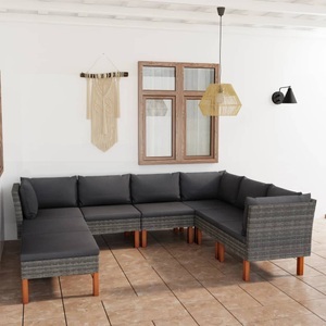 vidaXL, vidaXL 8-tlg. Garten-Lounge-Set mit Kissen Poly Rattan Grau