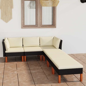 vidaXL, vidaXL 6-tlg. Garten-Lounge-Set mit Kissen Poly Rattan Schwarz