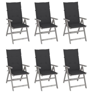 vidaXL, vidaXL Verstellbare Gartenstühle 6 Stk. mit Auflagen Massivholz Akazie, 