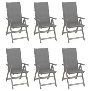 vidaXL, vidaXL Verstellbare Gartenstühle 6 Stk. mit Auflagen Massivholz Akazie