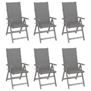 vidaXL, vidaXL Verstellbare Gartenstühle 6 Stk. mit Auflagen Massivholz Akazie, 