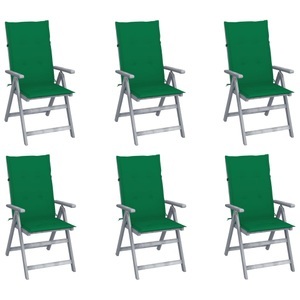 vidaXL, vidaXL Verstellbare Gartenstühle 6 Stk. mit Auflagen Massivholz Akazie, 