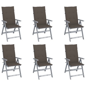 vidaXL, vidaXL Verstellbare Gartenstühle 6 Stk. mit Auflagen Massivholz Akazie, 