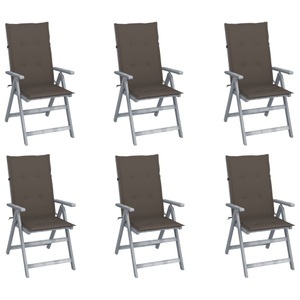 vidaXL, vidaXL Verstellbare Gartenstühle 6 Stk. mit Auflagen Massivholz Akazie