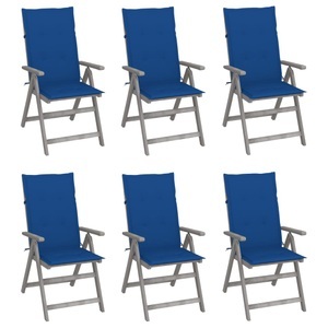 vidaXL Verstellbare Gartenstühle 6 Stk. mit Auflagen Massivholz Akazie