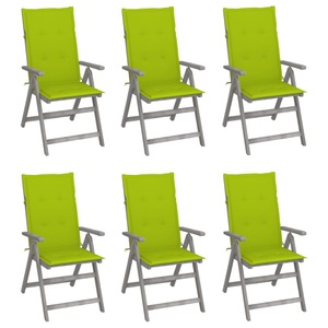 vidaXL Verstellbare Gartenstühle 6 Stk. mit Auflagen Massivholz Akazie