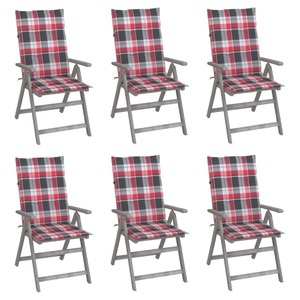 vidaXL Verstellbare Gartenstühle 6 Stk. mit Auflagen Massivholz Akazie