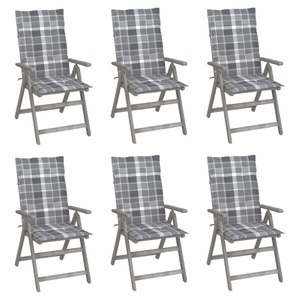 vidaXL, vidaXL Verstellbare Gartenstühle 6 Stk. mit Auflagen Massivholz Akazie