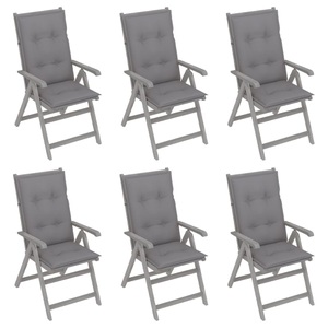 vidaXL, vidaXL Verstellbare Gartenstühle 6 Stk. mit Auflagen Massivholz Akazie, 