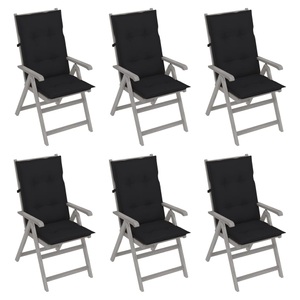 vidaXL, vidaXL Verstellbare Gartenstühle 6 Stk. mit Auflagen Massivholz Akazie, 