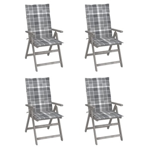 vidaXL, vidaXL Verstellbare Gartenstühle 4 Stk. mit Auflagen Massivholz Akazie, vidaXL Hochlehner Verstellbar 4 Stk. mit Auflagen Massivholz Akazie
