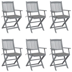 vidaXL, vidaXL Klappbare Gartenstühle 6 Stk. mit Sitzkissen Massivholz Akazie