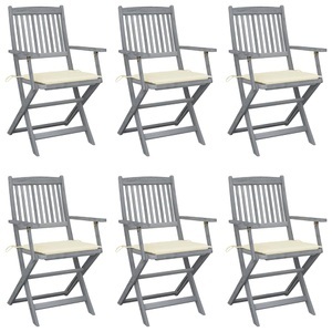 vidaXL, vidaXL Klappbare Gartenstühle 6 Stk. mit Sitzkissen Massivholz Akazie, vidaXL Klappbare Gartenstühle 6 Stk. mit Sitzkissen Massivholz Akazie
