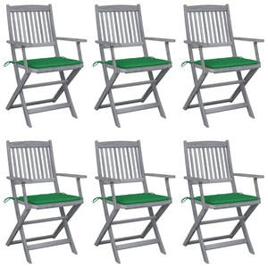 vidaXL Klappbare Gartenstühle 6 Stk. mit Sitzkissen Massivholz Akazie