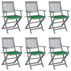 vidaXL, vidaXL Klappbare Gartenstühle 6 Stk. mit Sitzkissen Massivholz Akazie