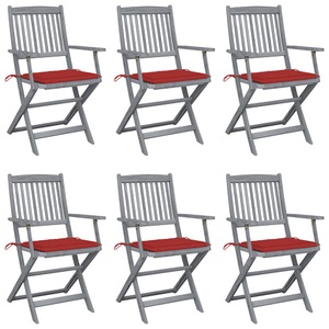 vidaXL, vidaXL Klappbare Gartenstühle 6 Stk. mit Sitzkissen Massivholz Akazie