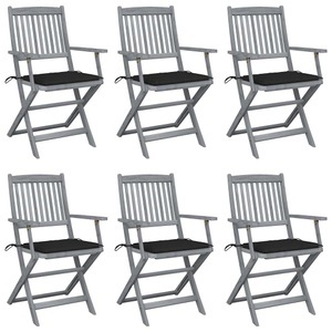 vidaXL, vidaXL Klappbare Gartenstühle 6 Stk. mit Sitzkissen Massivholz Akazie