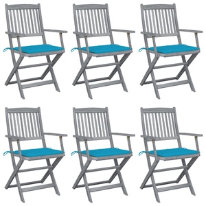 vidaXL, vidaXL Klappbare Gartenstühle 6 Stk. mit Sitzkissen Massivholz Akazie