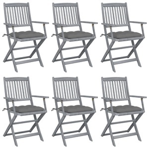 vidaXL Klappbare Gartenstühle 6 Stk. mit Kissen Massivholz Akazie