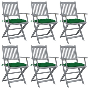 vidaXL, vidaXL Klappbare Gartenstühle 6 Stk. mit Kissen Massivholz Akazie, vidaXL Klappbare Gartenstühle 6 Stk. mit Kissen Massivholz Akazie