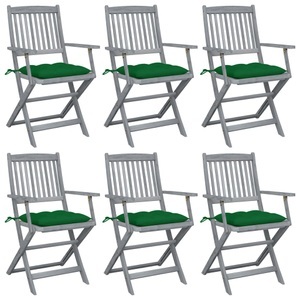 vidaXL, vidaXL Klappbare Gartenstühle 6 Stk. mit Kissen Massivholz Akazie