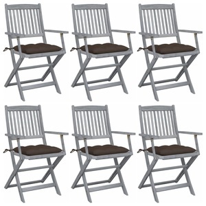 vidaXL, vidaXL Klappbare Gartenstühle 6 Stk. mit Kissen Massivholz Akazie