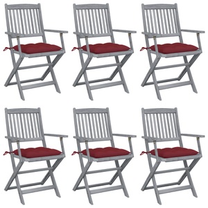 vidaXL, vidaXL Klappbare Gartenstühle 6 Stk. mit Kissen Massivholz Akazie, vidaXL Klappbare Gartenstühle 6 Stk. mit Kissen Massivholz Akazie