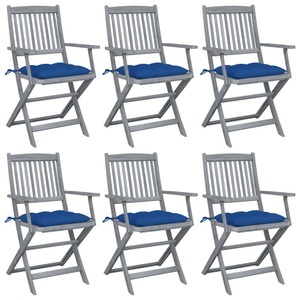 vidaXL, vidaXL Klappbare Gartenstühle 6 Stk. mit Kissen Massivholz Akazie, vidaXL Klappbare Gartenstühle 6 Stk. mit Kissen Massivholz Akazie