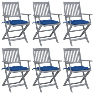 vidaXL Klappbare Gartenstühle 6 Stk. mit Kissen Massivholz Akazie