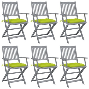 vidaXL, vidaXL Klappbare Gartenstühle 6 Stk. mit Kissen Massivholz Akazie, 