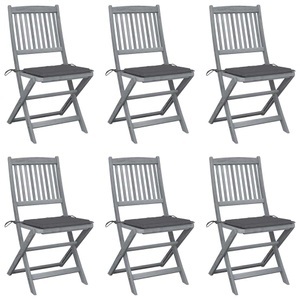 vidaXL, vidaXL Klappbare Gartenstühle 6 Stk. mit Sitzkissen Massivholz Akazie