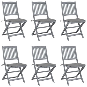 vidaXL, vidaXL Klappbare Gartenstühle 6 Stk. mit Sitzkissen Massivholz Akazie, vidaXL Klappbare Gartenstühle 6 Stk. mit Sitzkissen Massivholz Akazie