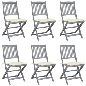 vidaXL, vidaXL Klappbare Gartenstühle 6 Stk. mit Sitzkissen Massivholz Akazie