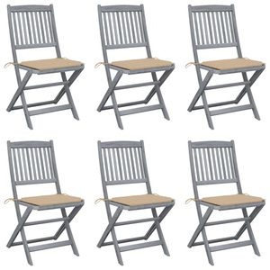 vidaXL, vidaXL Klappbare Gartenstühle 6 Stk. mit Sitzkissen Massivholz Akazie, vidaXL Klappbare Gartenstühle 6 Stk. mit Sitzkissen Massivholz Akazie