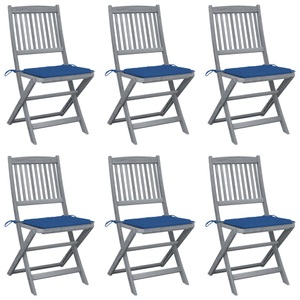 vidaXL, vidaXL Klappbare Gartenstühle 6 Stk. mit Sitzkissen Massivholz Akazie, 