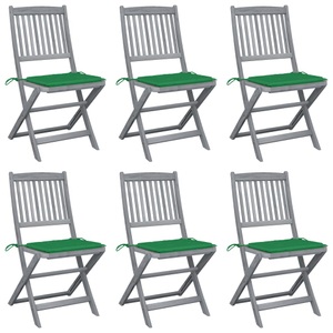 vidaXL, vidaXL Klappbare Gartenstühle 6 Stk. mit Sitzkissen Massivholz Akazie, vidaXL Klappbare Gartenstühle 6 Stk. mit Sitzkissen Massivholz Akazie