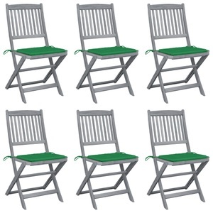 vidaXL, vidaXL Klappbare Gartenstühle 6 Stk. mit Sitzkissen Massivholz Akazie