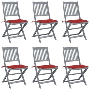 vidaXL, vidaXL Klappbare Gartenstühle 6 Stk. mit Sitzkissen Massivholz Akazie